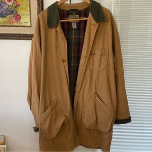 Vintage L.L. Bean Canvas Field/Barn Jacket 2XL Plaid Lined Corduroy Trimmed